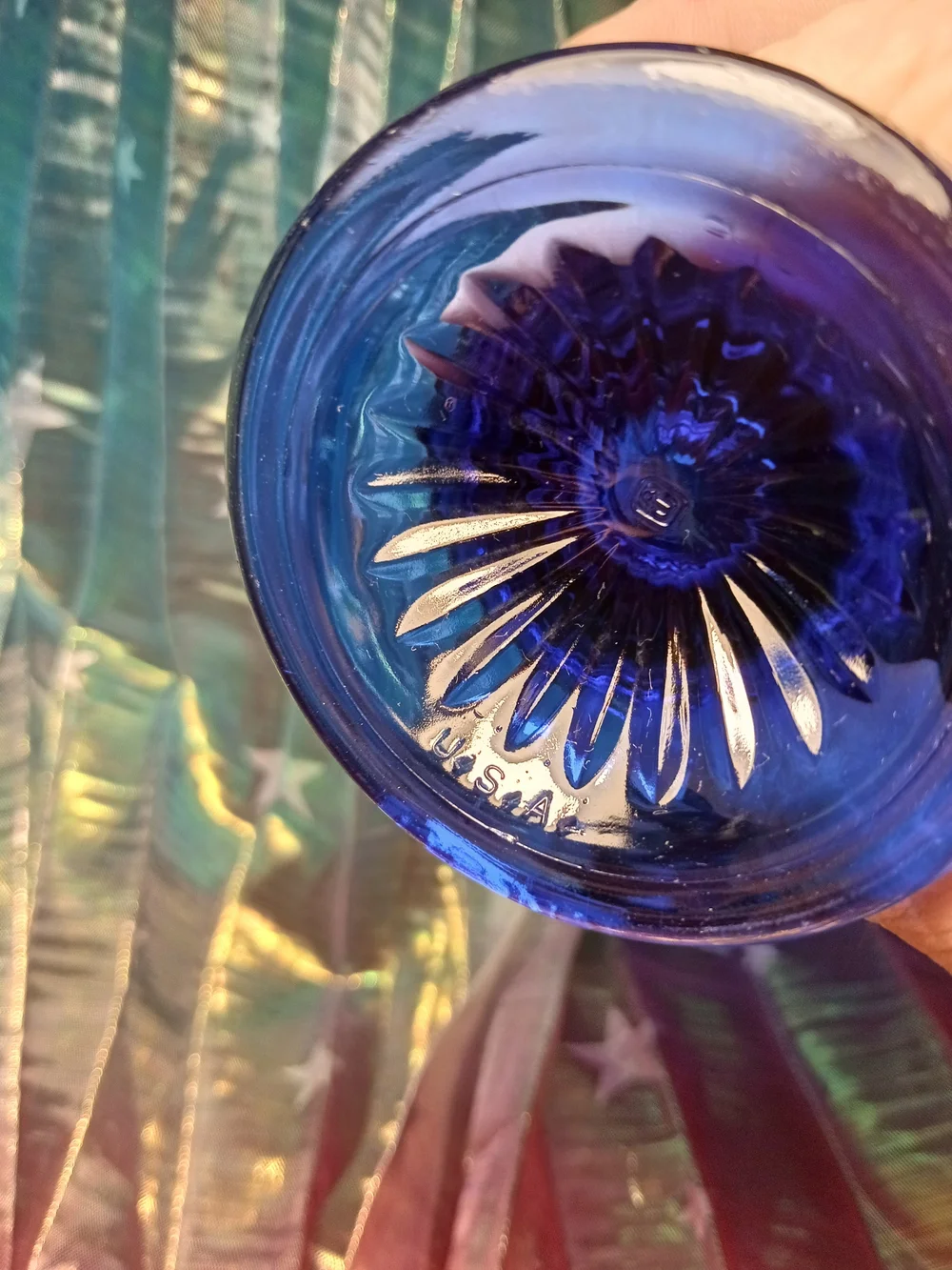 Vintage Anchor Hocking Blue Glass Pedestal Mug